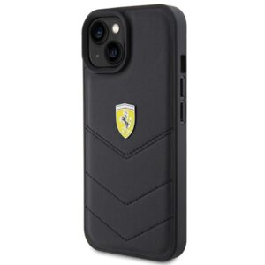 Ferrari FEHCP15SRDUK Apple iPhone 15 / 14 / 13 6.1" juodos spalvos kietas dėklas Quilted Metal Logo - Image 2
