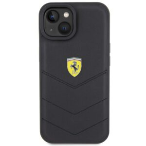 Ferrari FEHCP15SRDUK Apple iPhone 15 / 14 / 13 6.1" juodos spalvos kietas dėklas Quilted Metal Logo - Image 3