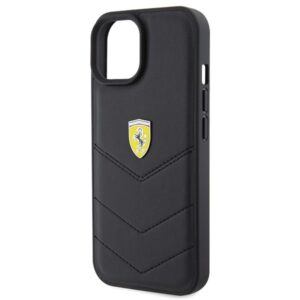 Ferrari FEHCP15SRDUK Apple iPhone 15 / 14 / 13 6.1" juodos spalvos kietas dėklas Quilted Metal Logo - Image 6