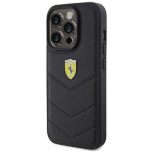 Ferrari FEHCP15LRDUK Apple iPhone 15 Pro 6.1" juodos spalvos kietas dėklas Quilted Metal Logo - Image 2