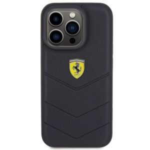 Ferrari FEHCP15LRDUK Apple iPhone 15 Pro 6.1" juodos spalvos kietas dėklas Quilted Metal Logo - Image 3