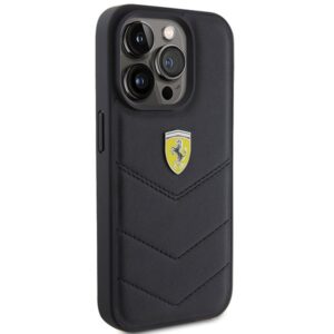 Ferrari FEHCP15LRDUK Apple iPhone 15 Pro 6.1" juodos spalvos kietas dėklas Quilted Metal Logo - Image 4