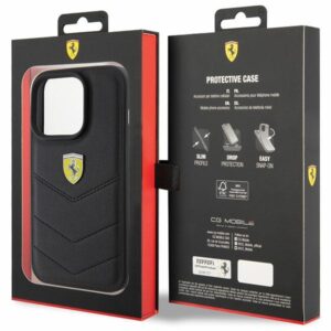 Ferrari FEHCP15LRDUK Apple iPhone 15 Pro 6.1" juodos spalvos kietas dėklas Quilted Metal Logo - Image 8