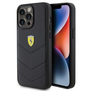 Ferrari FEHCP15XRDUK Apple iPhone 15 Pro Max 6.7" juodos spalvos kietas dėklas Quilted Metal Logo