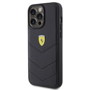 Ferrari FEHCP15XRDUK Apple iPhone 15 Pro Max 6.7" juodos spalvos kietas dėklas Quilted Metal Logo - Image 2