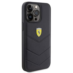 Ferrari FEHCP15XRDUK Apple iPhone 15 Pro Max 6.7" juodos spalvos kietas dėklas Quilted Metal Logo - Image 4