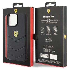 Ferrari FEHCP15XRDUK Apple iPhone 15 Pro Max 6.7" juodos spalvos kietas dėklas Quilted Metal Logo - Image 8
