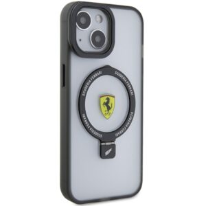Ferrari FEHMP15SUSCAK Apple iPhone 15 / 14 /13 6.1" juodos spalvos kietas dėklas Ring Stand 2023 Collection MagSa - Image 4
