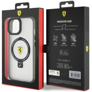 Ferrari FEHMP15SUSCAK Apple iPhone 15 / 14 /13 6.1" juodos spalvos kietas dėklas Ring Stand 2023 Collection MagSa - Image 8