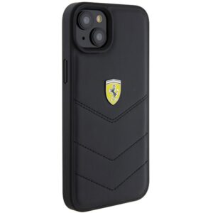 Ferrari FEHCP15MRDUK Apple iPhone 15 Plus / 14 Plus 6.7" juodos spalvos kietas dėklas Quilted Metal Logo - Image 4