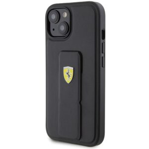 Ferrari FEHCP15SGSPSIK Apple iPhone 15 / 14 /13 6.1" juodos spalvos kietas dėklas Grip Stand Metal Logo - Image 2