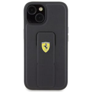 Ferrari FEHCP15SGSPSIK Apple iPhone 15 / 14 /13 6.1" juodos spalvos kietas dėklas Grip Stand Metal Logo - Image 3
