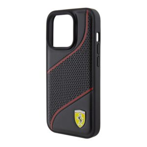 Ferrari FEHCP15LPWAK Apple iPhone 15 Pro 6.1" juodos spalvos kietas dėklas Perforated Waves Metal Logo - Image 6