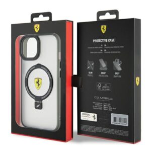Ferrari FEHMP15MUSCAH Apple iPhone 15 Plus /14 Plus 6.7" skaidrus kietas dėklas Ring Stand 2023 Collection M - Image 8