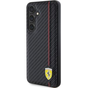 Ferrari FEHCS24SN3DUR S24 S921 juodos spalvos kietas dėklas Carbon Printed Line - Image 2