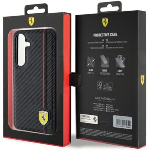 Ferrari FEHCS24SN3DUR S24 S921 juodos spalvos kietas dėklas Carbon Printed Line - Image 8