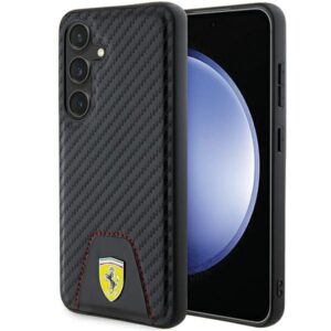 Ferrari FEHCS24SN3 PUK S24 S921 juodos spalvos kietas dėklas Carbon Stitched Bottom