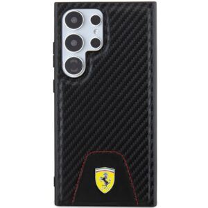 Ferrari FEHCS24LN3 PUK S24 Ultra S928 juodos spalvos kietas dėklas Carbon Stitched Bottom - Image 3