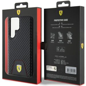 Ferrari FEHCS24LN3 PUK S24 Ultra S928 juodos spalvos kietas dėklas Carbon Stitched Bottom - Image 8