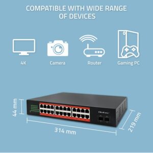 Qoltec 52365 Gigabito Ethernet komutatorius | 24x RJ45 | 2x SFP | 1000 Mb/s - Image 2