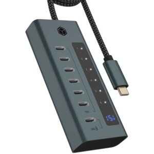 ICY BOX IB-HUB1457-C31 USB 3.2 Gen 1 (3.1 Gen 1) Type-C 10000 Mbit/ai Mėlyna, Pilka - Image 2