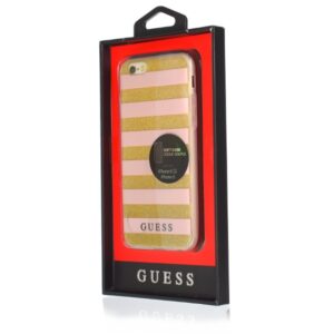 Guess GUHCP6STGPI Apple iPhone 6/6S rožinės spalvos kietas dėklas Ethnic Chic Stripes 3D - Image 2