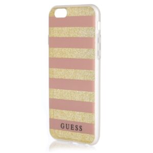 Guess GUHCP6STGPI Apple iPhone 6/6S rožinės spalvos kietas dėklas Ethnic Chic Stripes 3D