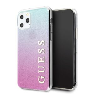 Guess GUHCN65PCUGLPBL Apple iPhone 11 Pro Max rožinės spalvos blue kietas dėklas Glitter Gradient - Image 1