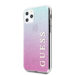 Guess GUHCN65PCUGLPBL Apple iPhone 11 Pro Max rožinės spalvos blue kietas dėklas Glitter Gradient - Image 2