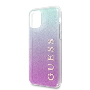 Guess GUHCN65PCUGLPBL Apple iPhone 11 Pro Max rožinės spalvos blue kietas dėklas Glitter Gradient - Image 4