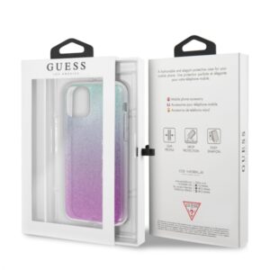 Guess GUHCN65PCUGLPBL Apple iPhone 11 Pro Max rožinės spalvos blue kietas dėklas Glitter Gradient - Image 7