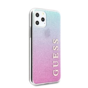 Guess GUHCN65PCUGLPBL Apple iPhone 11 Pro Max rožinės spalvos blue kietas dėklas Glitter Gradient - Image 3