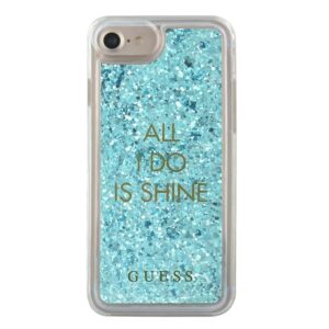 Guess GUHCP7GLUQBL Apple iPhone 6/7/8/SE 2020 / SE 2022 blue kietas dėklas Liquid Glitter Party - Image 3