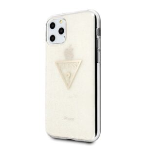 Guess GUHCN58SGTLGO Apple iPhone 11 Pro gold kietas dėklas Glitter Triangle - Image 2
