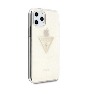 Guess GUHCN58SGTLGO Apple iPhone 11 Pro gold kietas dėklas Glitter Triangle - Image 5