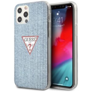 Guess GUHCP12LPCUJULLB Apple iPhone 12 Pro Max 6,7" light blue kietas dėklas Jeans Collection - Image 1