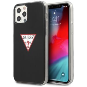 Guess GUHCP12MPCUCTLBK Apple iPhone 12/12 Pro 6,1" juodos spalvos kietas dėklas Triangle Collection - Image 1