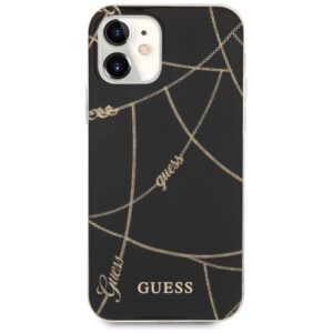 Guess GUHCP12SPCUCHBK Apple iPhone 12 mini 5,4" juodos spalvos kietas dėklas Gold Chain Collection - Image 3