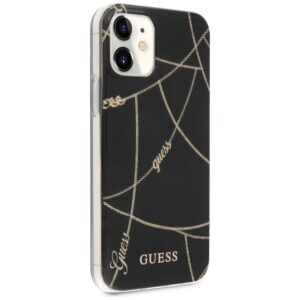 Guess GUHCP12SPCUCHBK Apple iPhone 12 mini 5,4" juodos spalvos kietas dėklas Gold Chain Collection - Image 4
