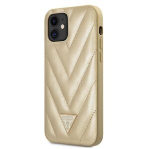 Guess GUHCP12SPUVQTMLBE Apple iPhone 12 mini 5,4" gold kietas dėklas V-Quilted Collection - Image 2