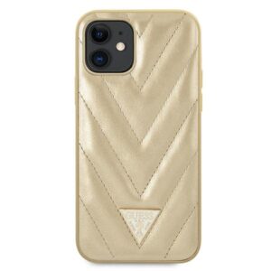 Guess GUHCP12SPUVQTMLBE Apple iPhone 12 mini 5,4" gold kietas dėklas V-Quilted Collection - Image 3