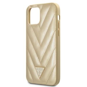 Guess GUHCP12SPUVQTMLBE Apple iPhone 12 mini 5,4" gold kietas dėklas V-Quilted Collection - Image 5
