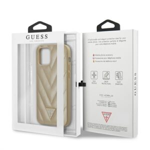 Guess GUHCP12SPUVQTMLBE Apple iPhone 12 mini 5,4" gold kietas dėklas V-Quilted Collection - Image 7