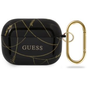 Guess GUACAPTPUCHBK AirPods Pro dėklas juodos spalvos Gold Chain Collection - Image 1