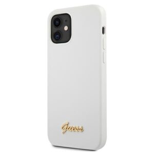 Guess GUHCP12SLSLMGWH Apple iPhone 12 mini 5,4" baltos spalvos kietas dėklas Metal Logo Script - Image 2