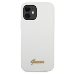 Guess GUHCP12SLSLMGWH Apple iPhone 12 mini 5,4" baltos spalvos kietas dėklas Metal Logo Script - Image 3