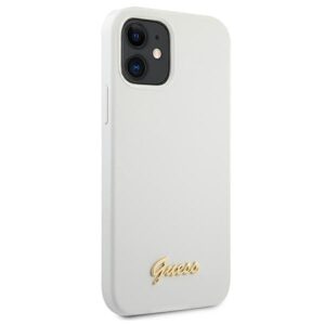 Guess GUHCP12SLSLMGWH Apple iPhone 12 mini 5,4" baltos spalvos kietas dėklas Metal Logo Script - Image 4