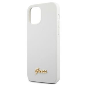 Guess GUHCP12SLSLMGWH Apple iPhone 12 mini 5,4" baltos spalvos kietas dėklas Metal Logo Script - Image 6