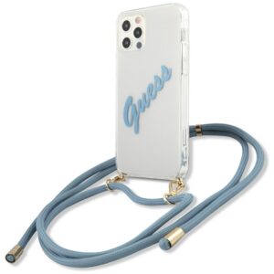 Guess GUHCP12LCRTVSBL Apple iPhone 12 Pro Max 6,7" blue kietas dėklas Script Vintage - Image 2