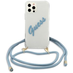Guess GUHCP12LCRTVSBL Apple iPhone 12 Pro Max 6,7" blue kietas dėklas Script Vintage - Image 1